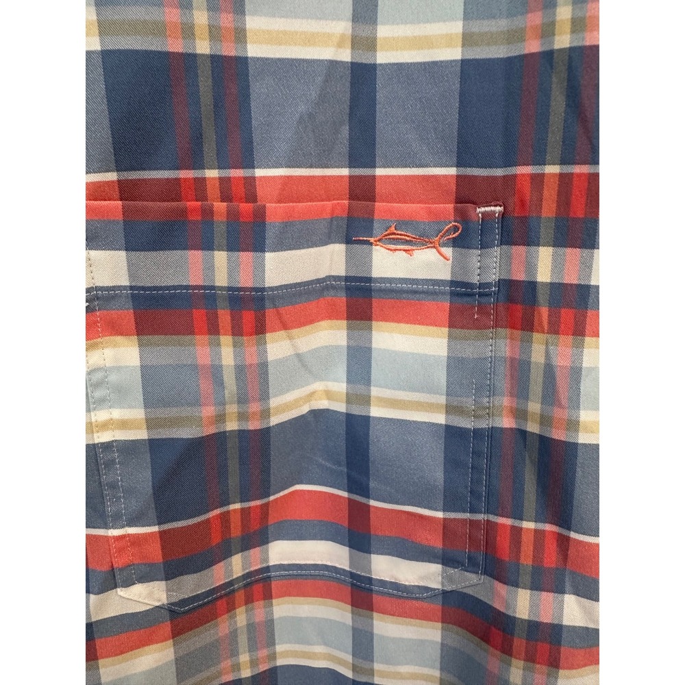 Salt Life SLX Men's Button Up Shirt Large Plaid Short Sleeve Fishing Performance - Picture 3 of 5